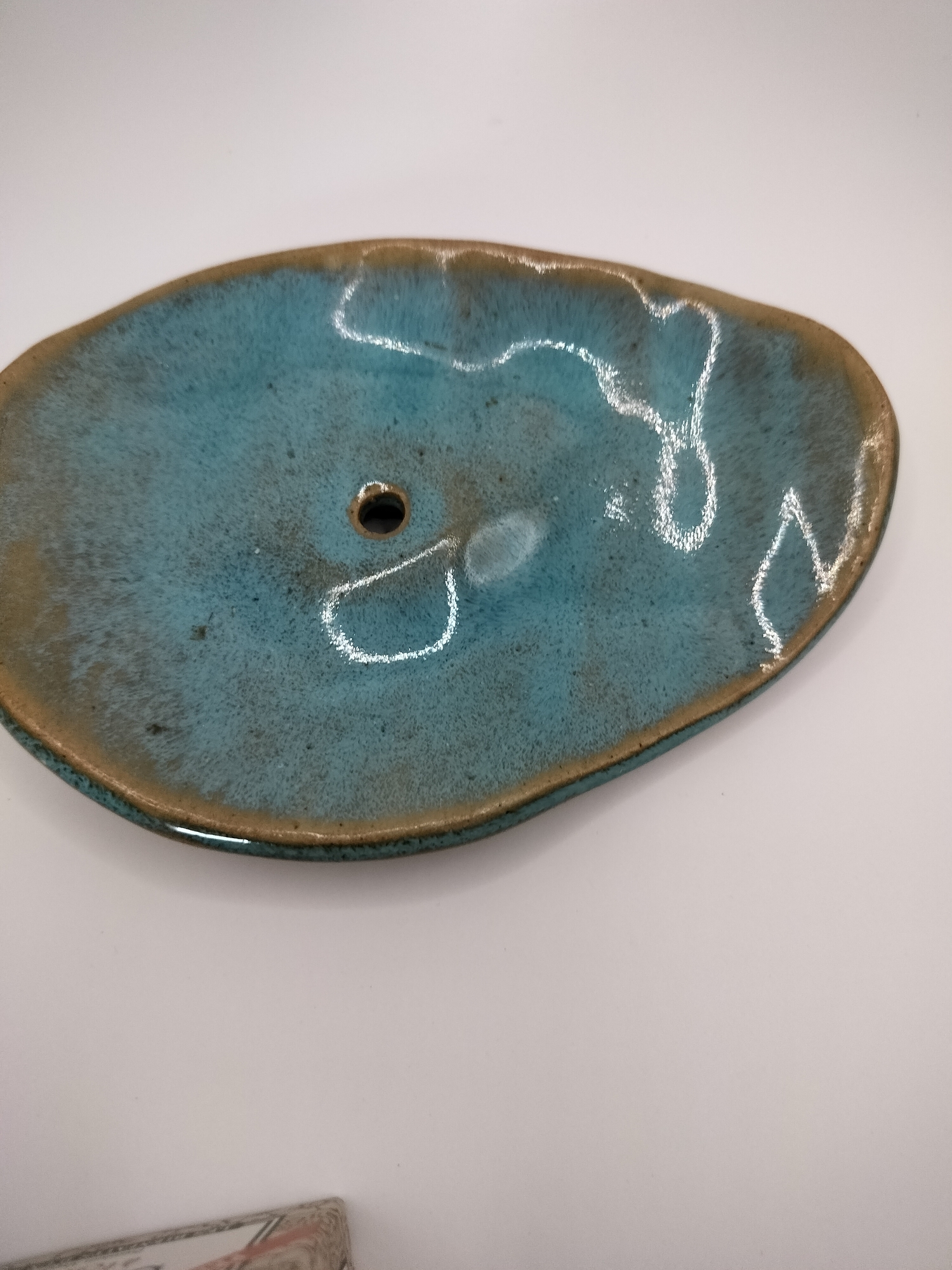 porte savon en grès bleu